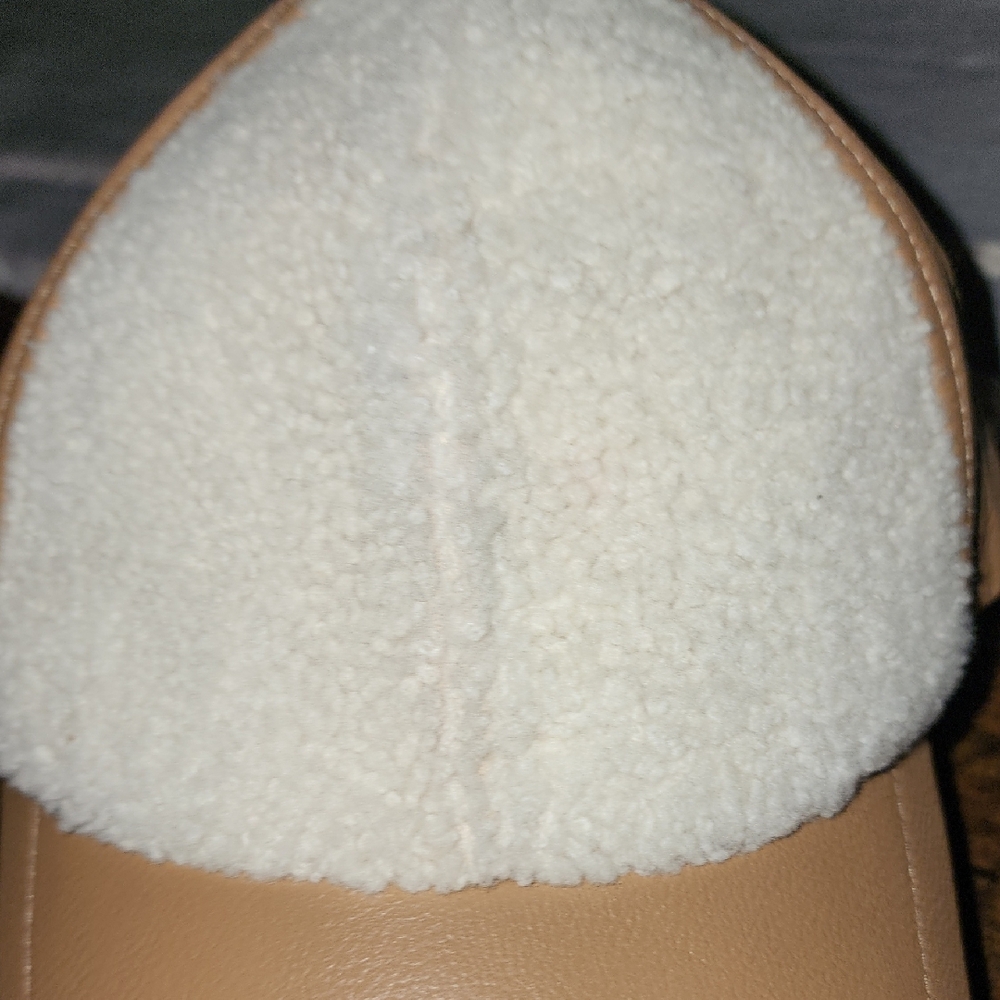 UGG Australia UnisexGenuine Cream Shearling Smooth Tan Leather Baseball Cap - Picture 6 of 15